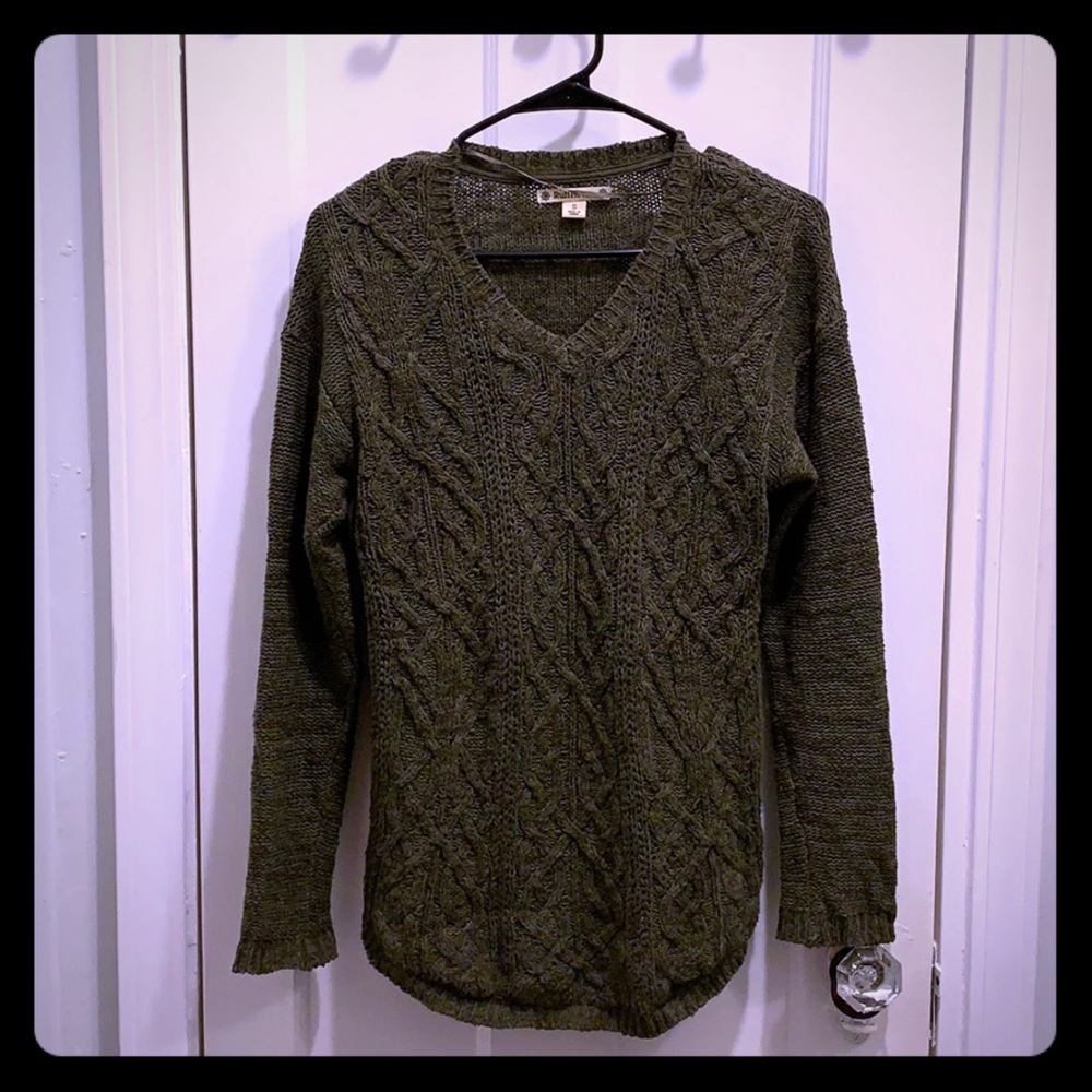 Olive Ruff Hewn v-neck knit sweater